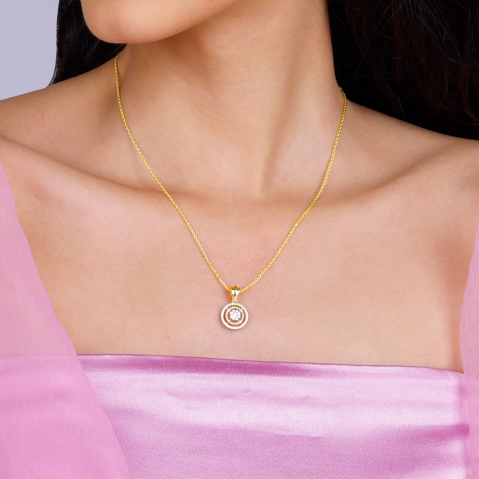 Gold Enchanting Moon Diamond Pendant - Image 3