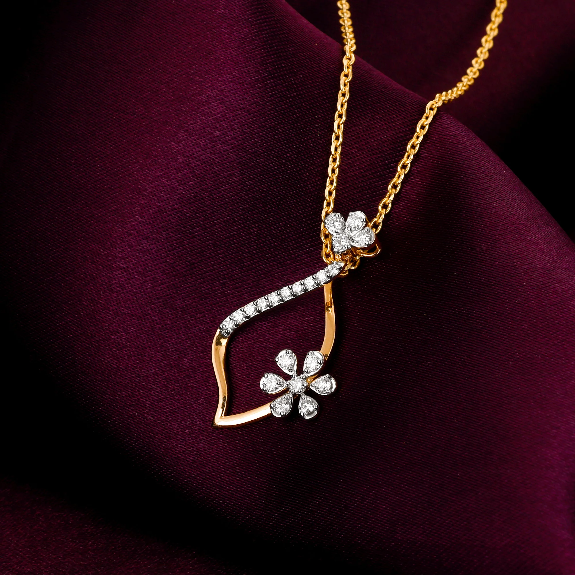 Gold Endless Floral Diamond Pendant - Image 2