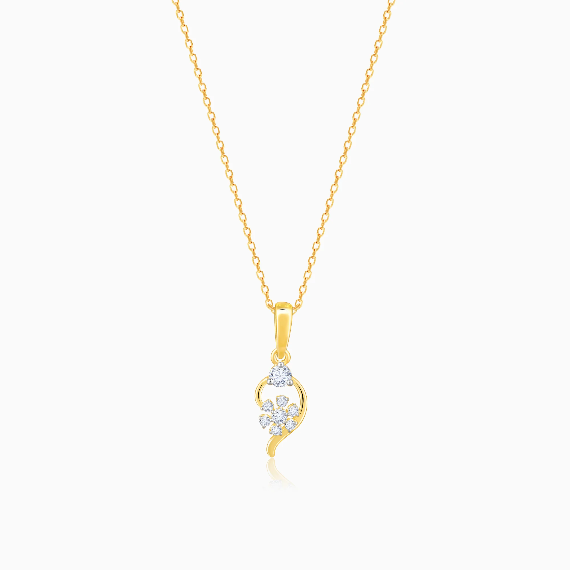 Gold Feathery Elegance Diamond Pendant