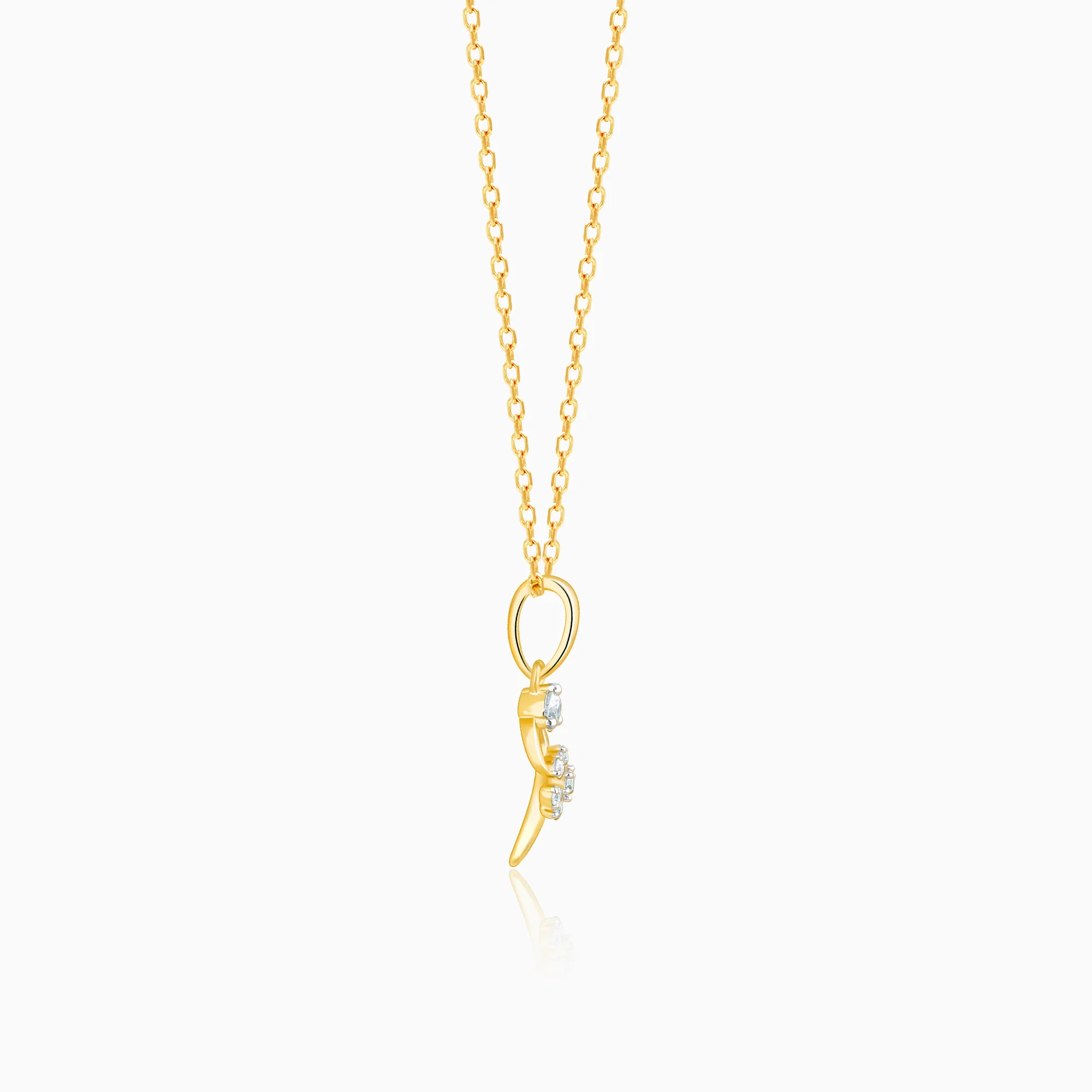 Gold Feathery Elegance Diamond Pendant - Image 5