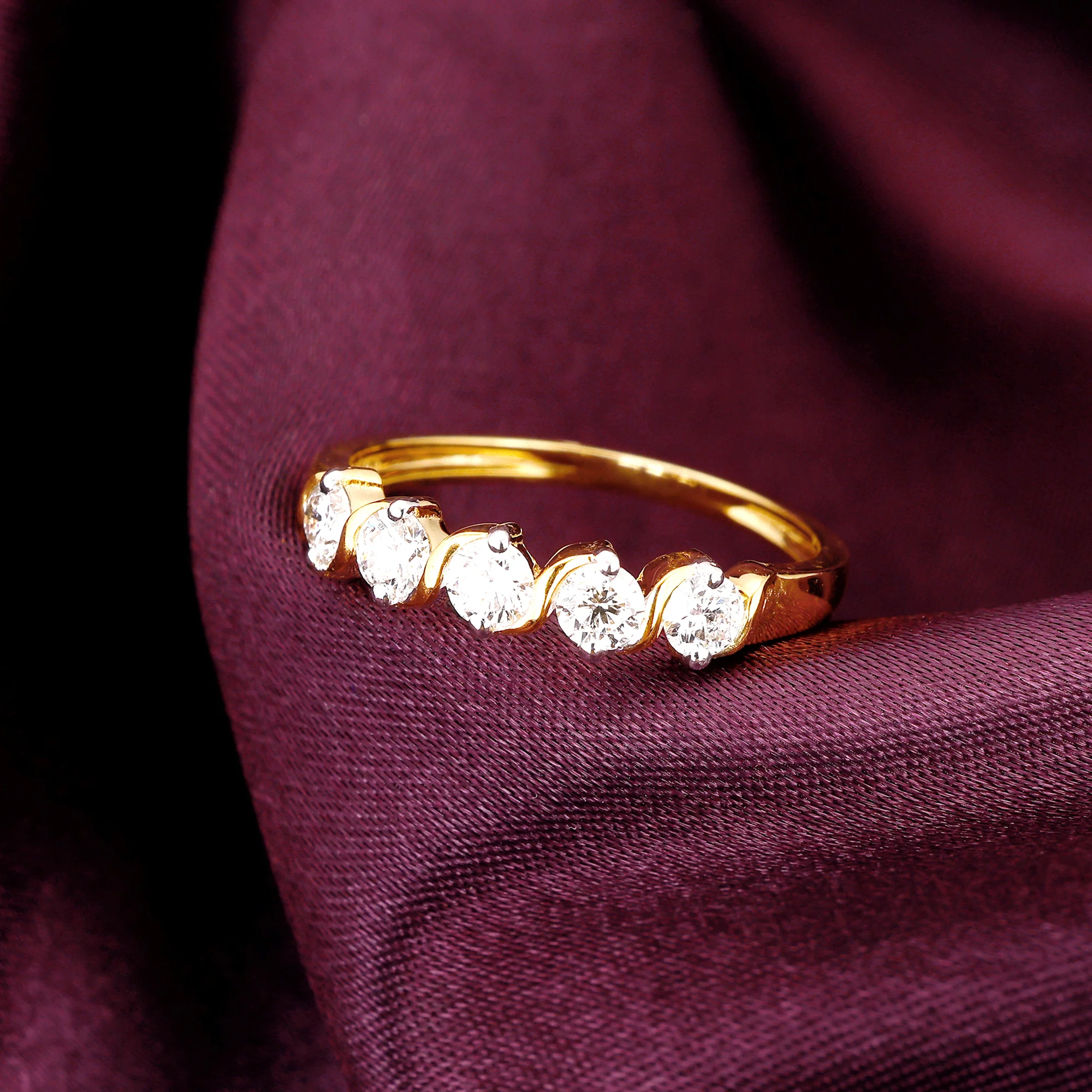 Gold Geometric Circlets Diamond Ring - Image 2