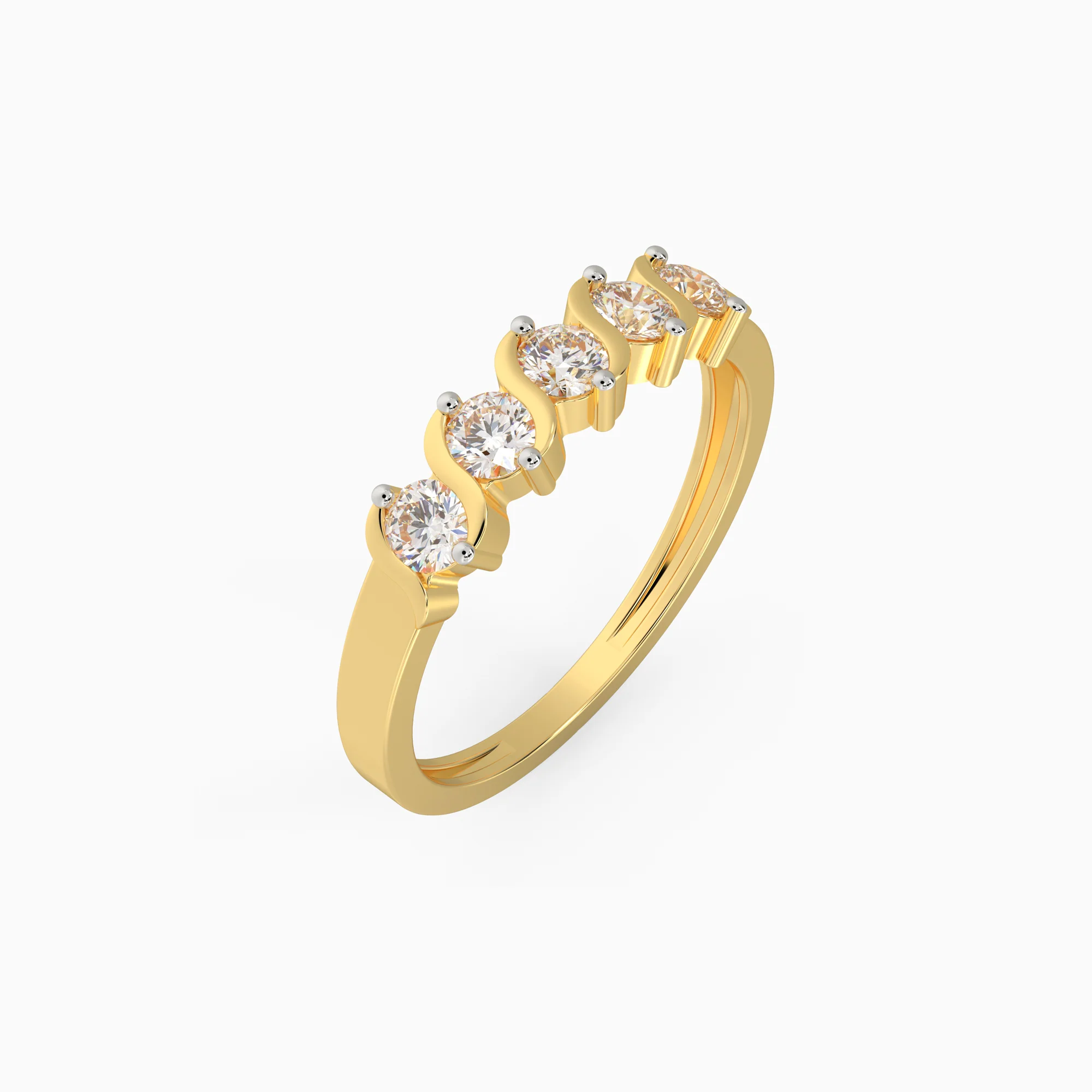 Gold Geometric Circlets Diamond Ring - Image 5