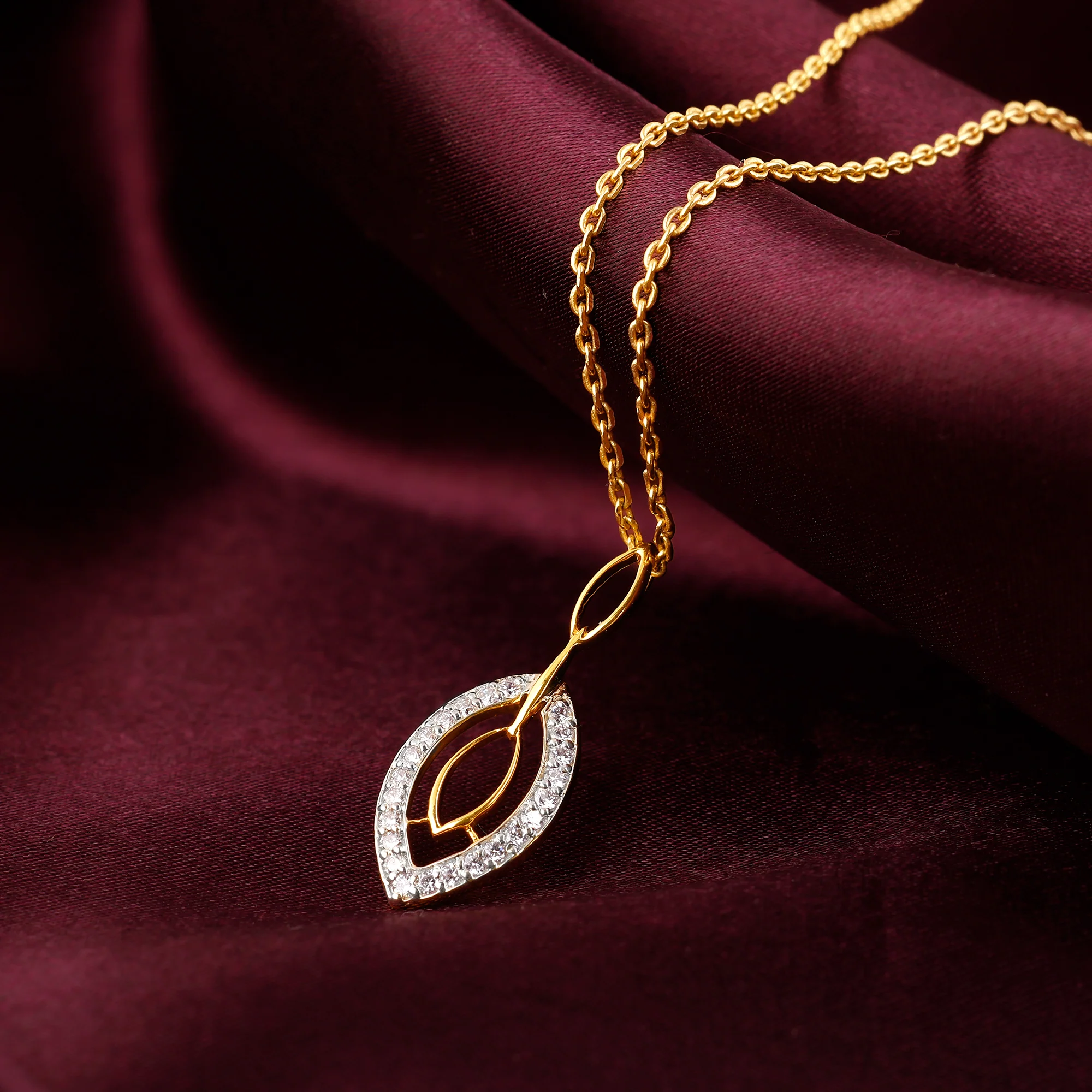 Gold Petal Glow Diamond Pendant - Image 2