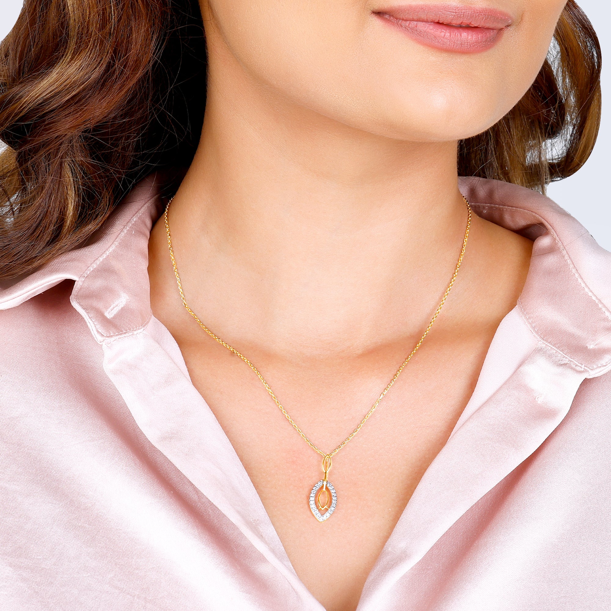 Gold Petal Glow Diamond Pendant - Image 3