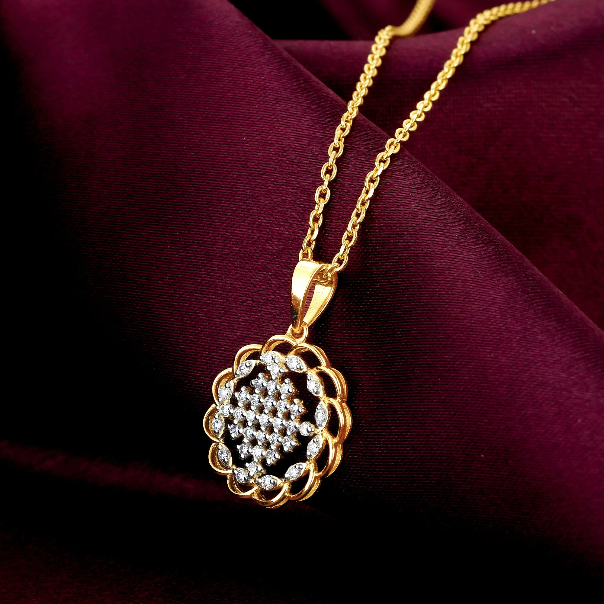 Gold Simple Rendezvous Diamond Pendant - Image 2