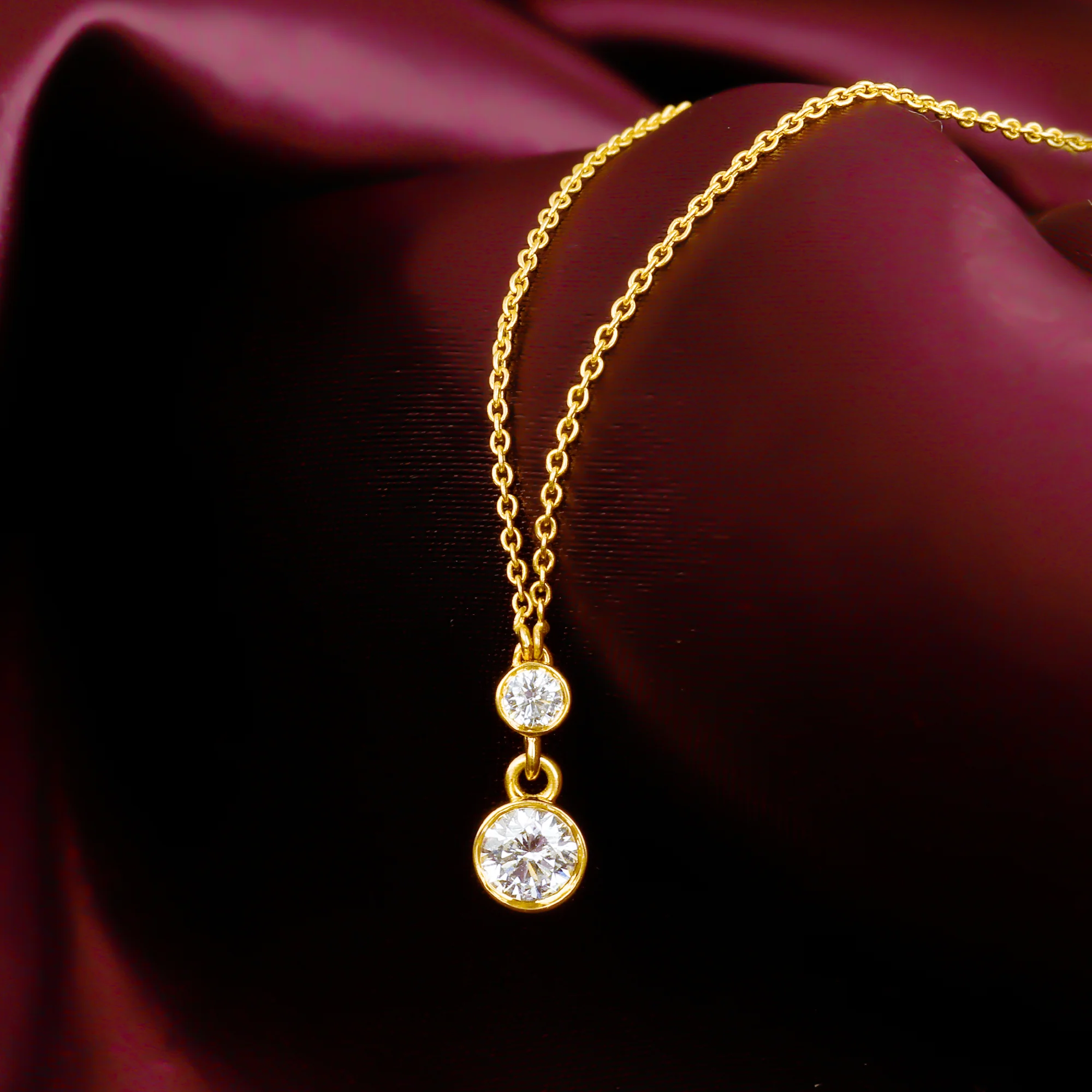 Gold Sumptuous Duet Diamond Necklace - Image 2