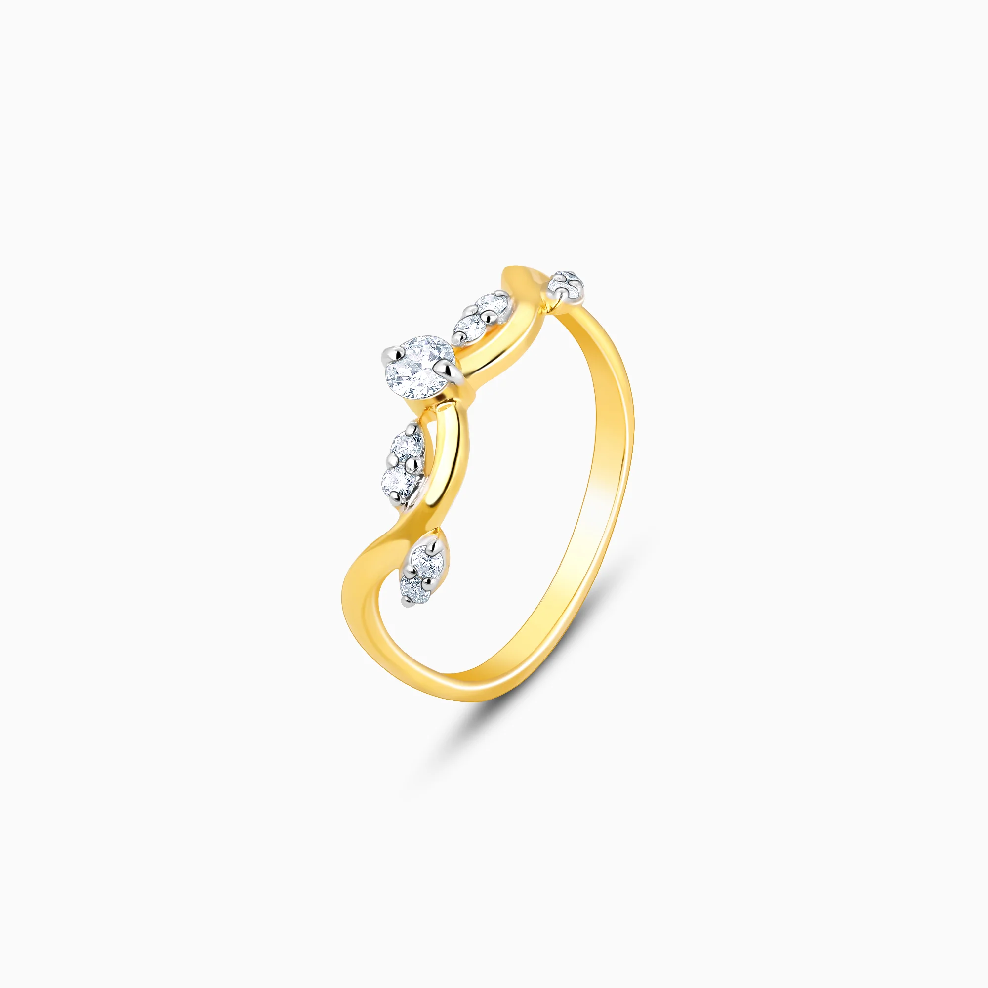 Gold Whimsical Swirl Diamond Ring - Image 4