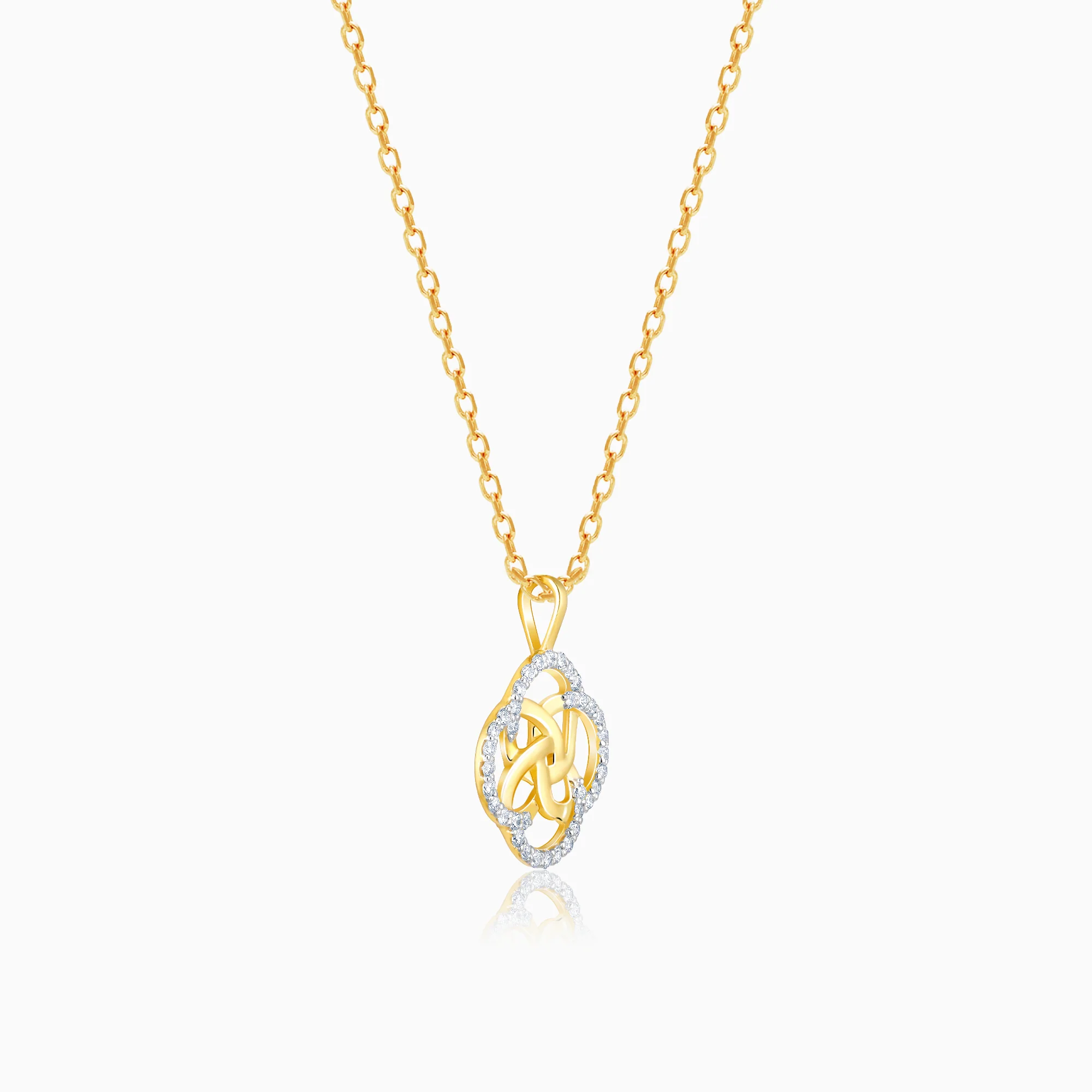 Gold Interlinked Circles Diamond Pendant - Image 4