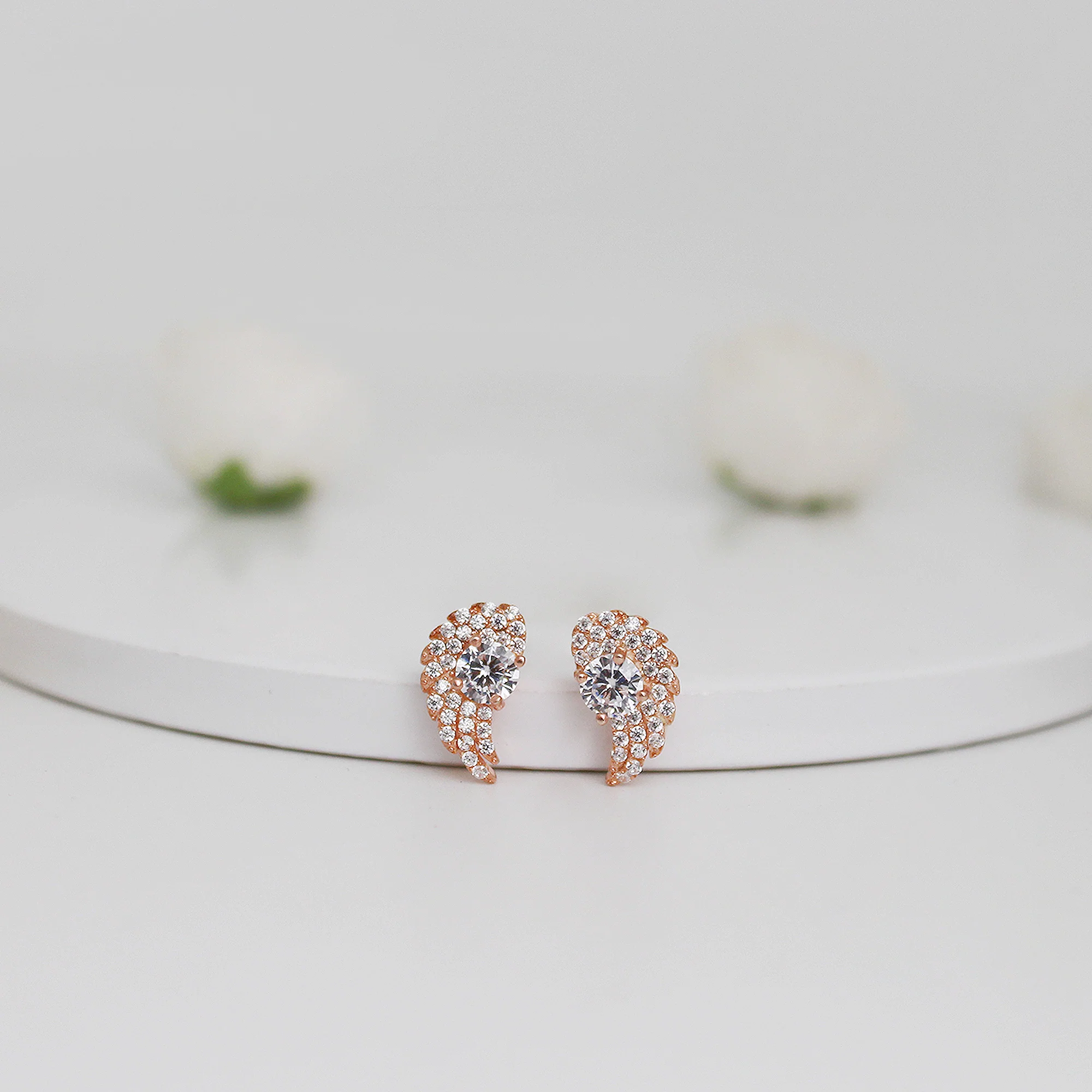 Aayesha’s Rose Gold Wing Studs - Image 2