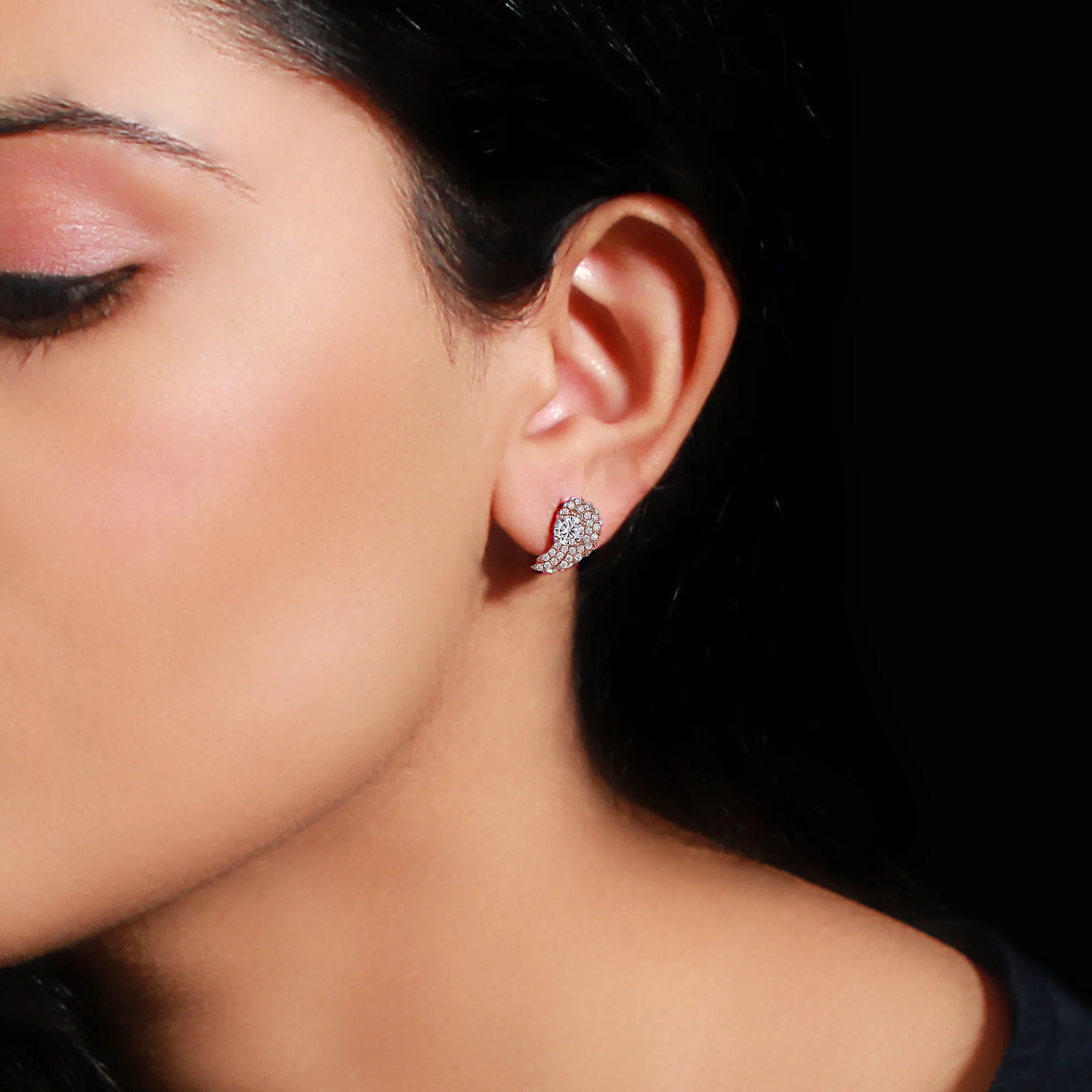 Aayesha’s Rose Gold Wing Studs - Image 3