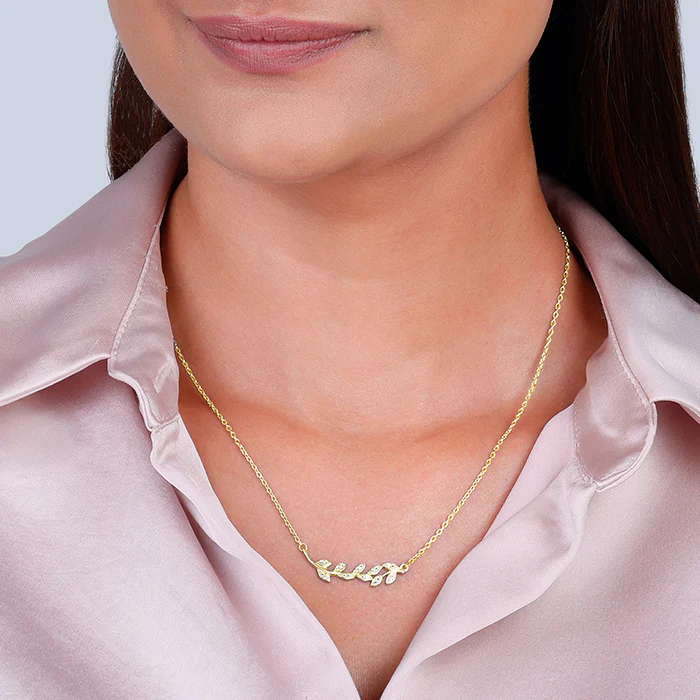 Anushka Sharma Golden Leaf Necklace - Image 3