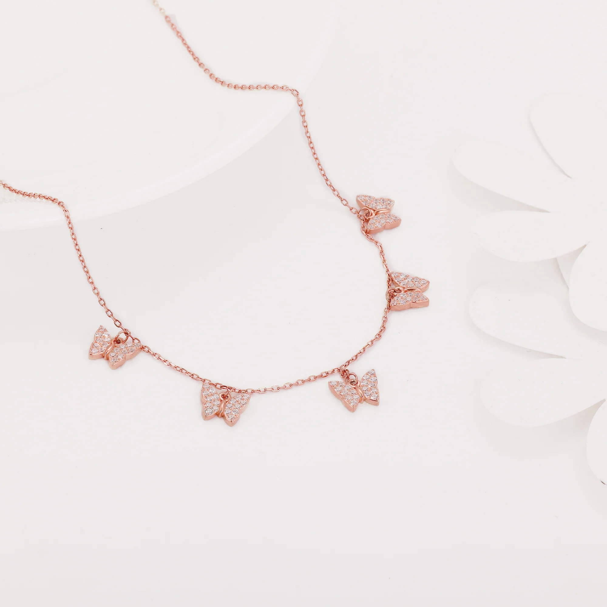 Anushka Sharma Rose Gold Wavering Wings Butterfly Necklace - Image 2