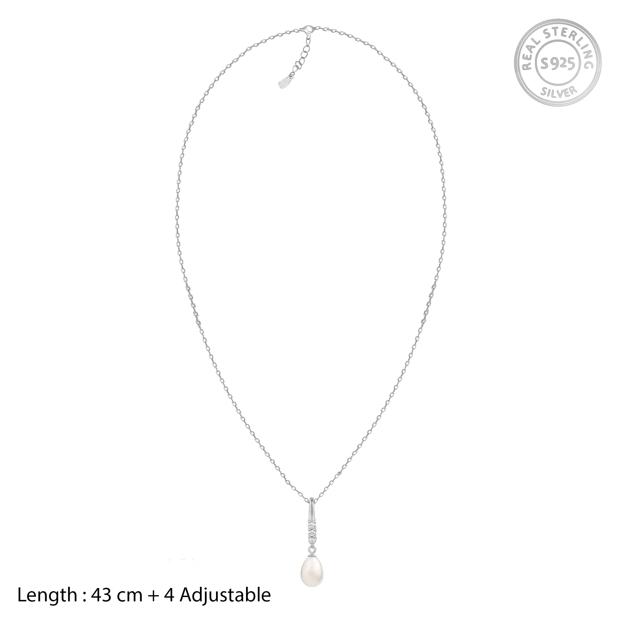 Anushka Sharma Silver Drop of Pearl Pendant with Link Chain - Image 5