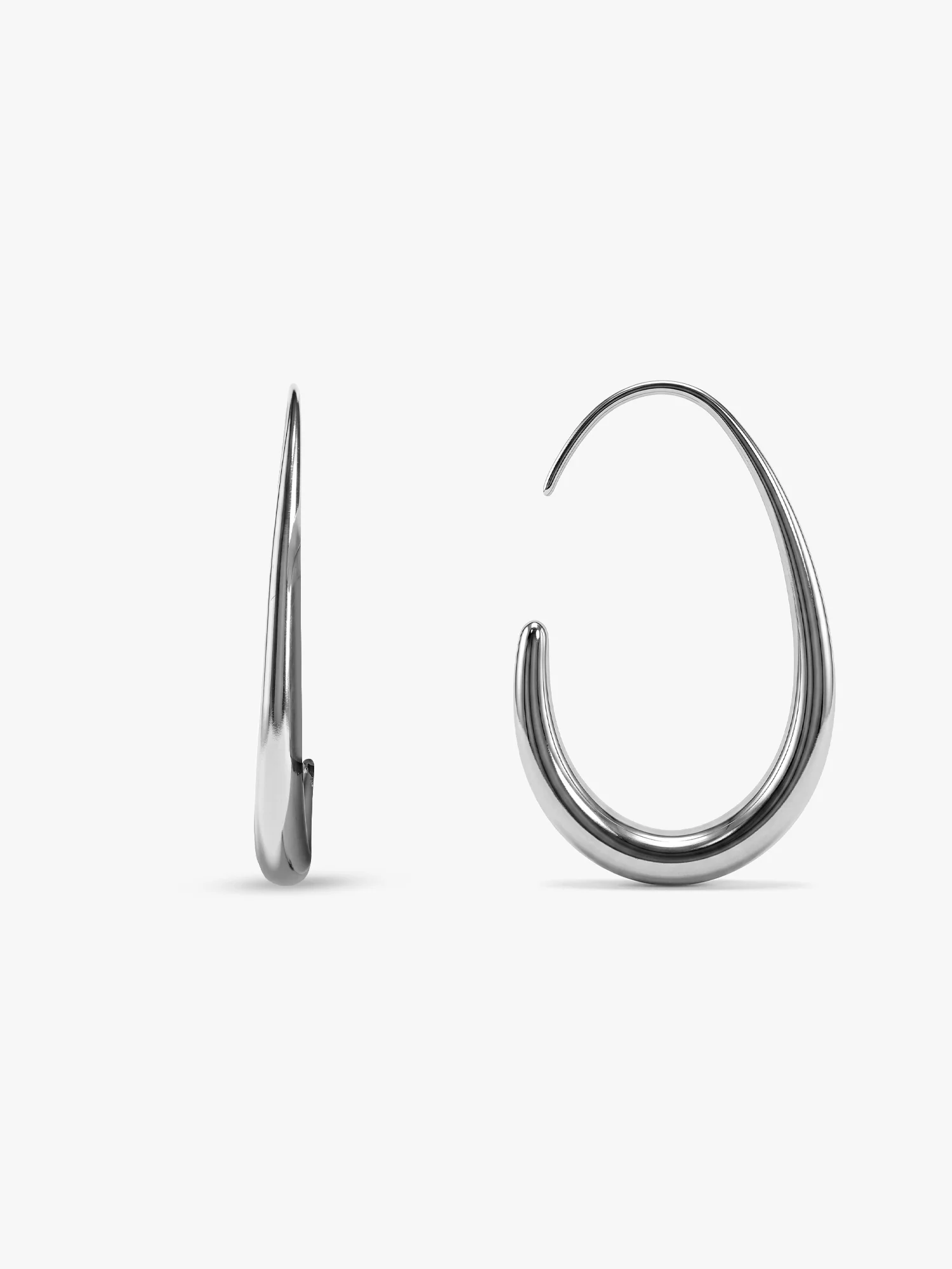 Bare Curve Rhodium Plated Earrings