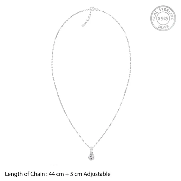 Silver Mini Solitaire Pendant with Link Chain - Image 10