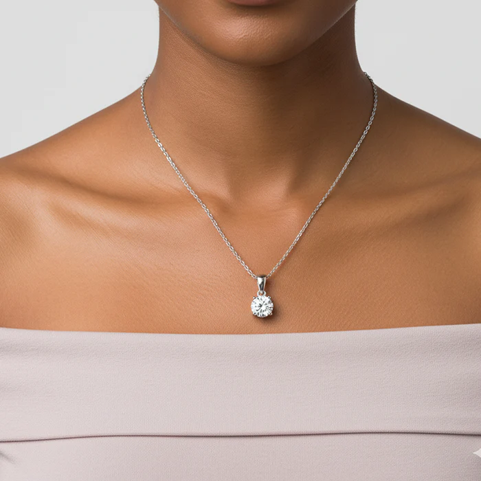 Silver Mini Solitaire Pendant with Link Chain - Image 4