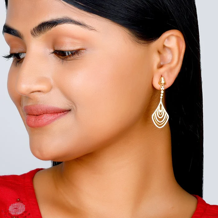 Golden Zircon Studded Chime Earrings - Image 3