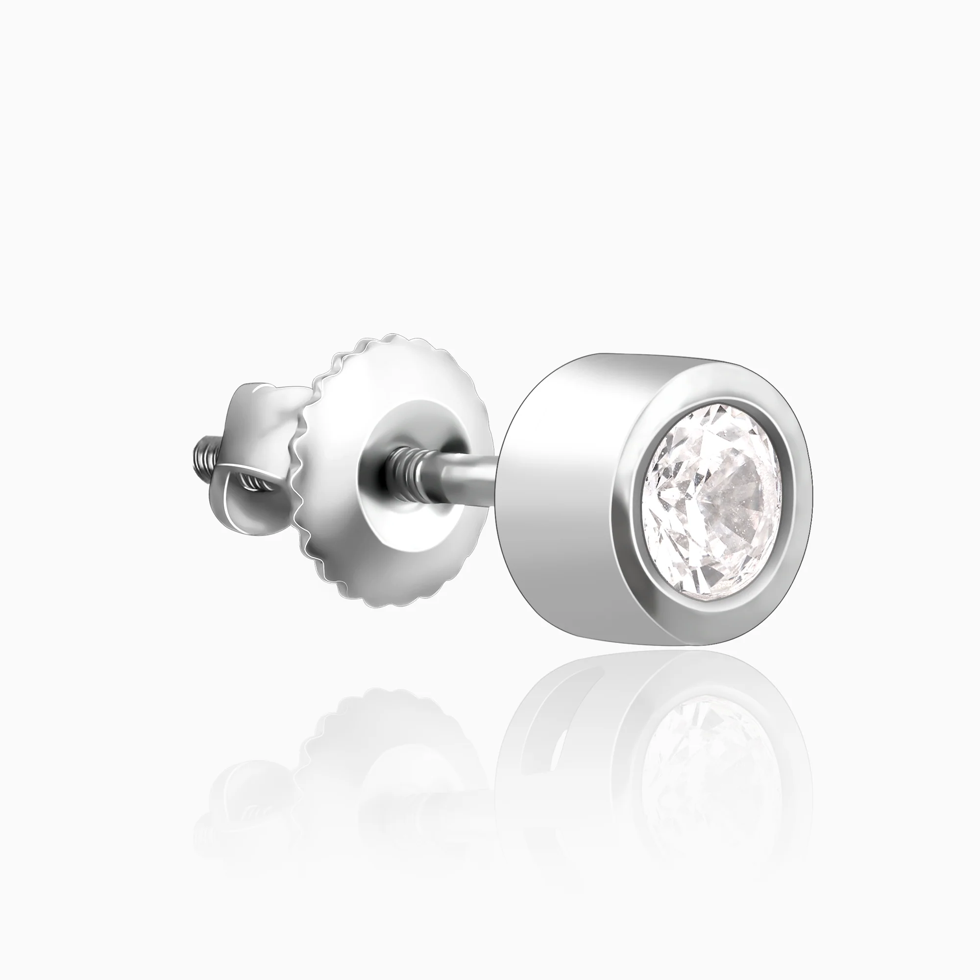 Silver Zircon Bezel Stud Earrings - Image 4