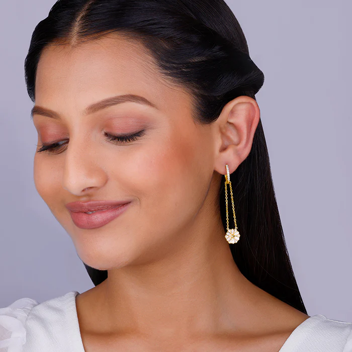 Golden Brahma Kamal Convertible Hoop Earrings - Image 4