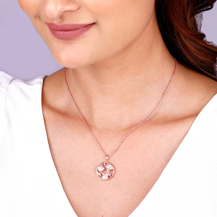 Rose Gold  Eyebright Pendant With Link Chain - Image 3