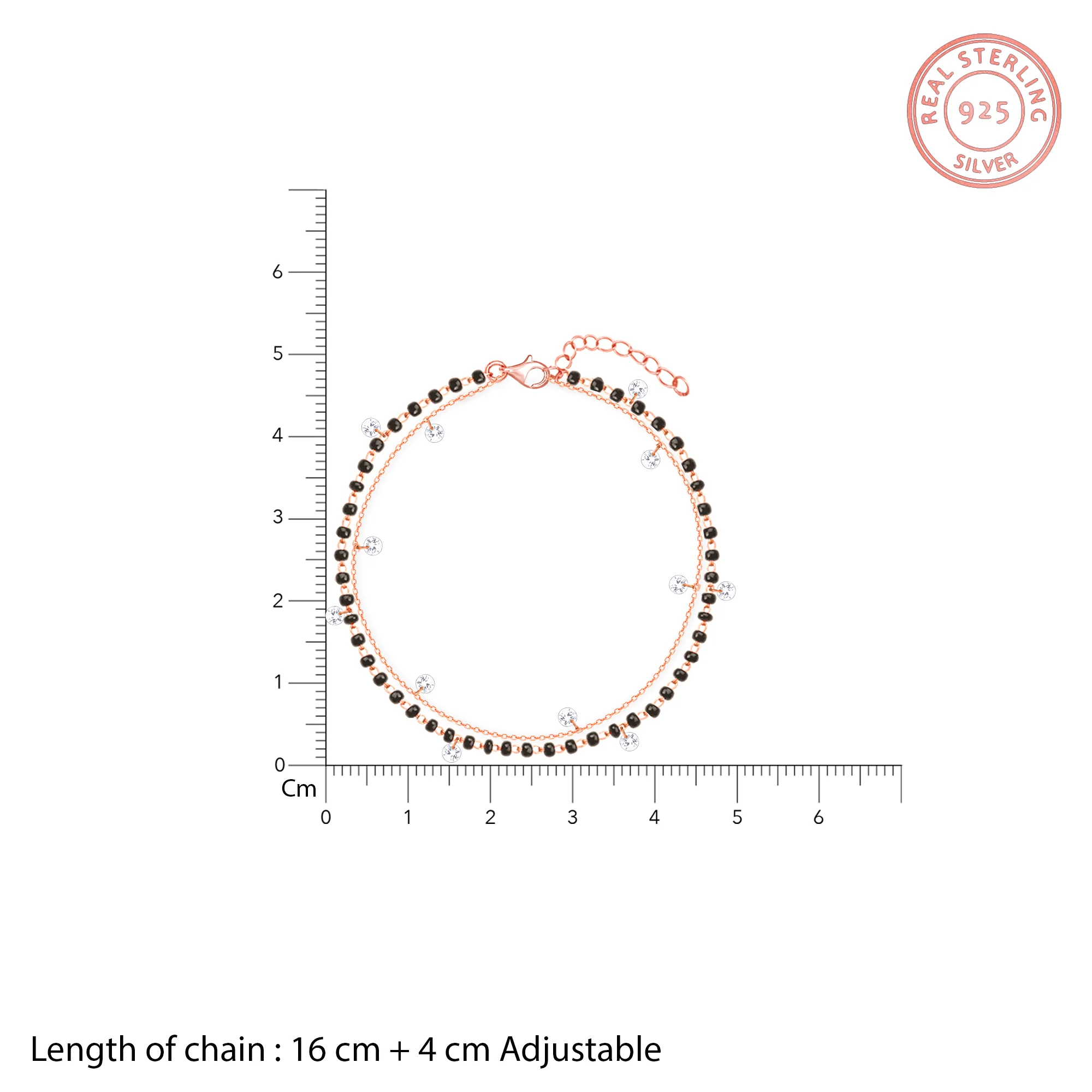 Rose Gold Dazzling Zircons Layered Mangalsutra Bracelet - Image 4