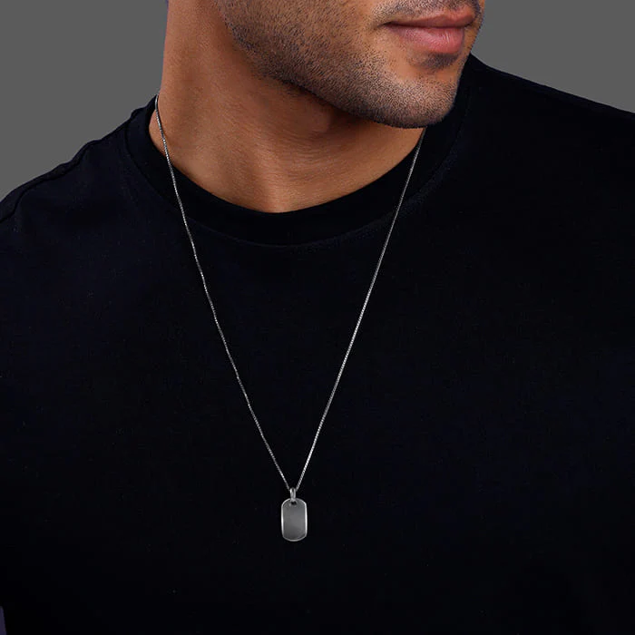 Black Rhodium Aegis Amulet Pendant with Box Chain For Him - Image 3