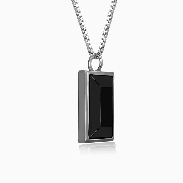 Black Rhodium Alpha Ego Pendant With Box Chain For Him - Image 4