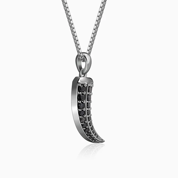 Black Rhodium Claw Pendant With Box Chain For Him - Image 4