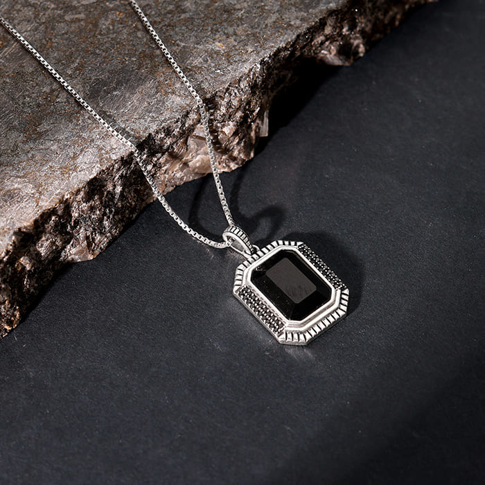 Black Rhodium Dark Phoenix Pendant With Box Chain For Him - Image 2