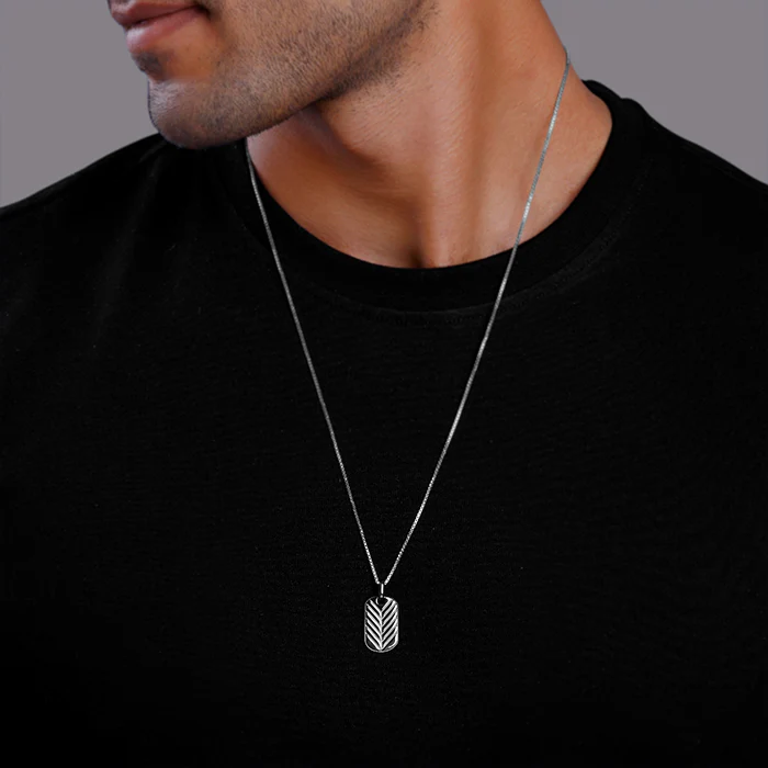 Black Rhodium Midnight Charmer Pendant With Box Chain For Him - Image 3