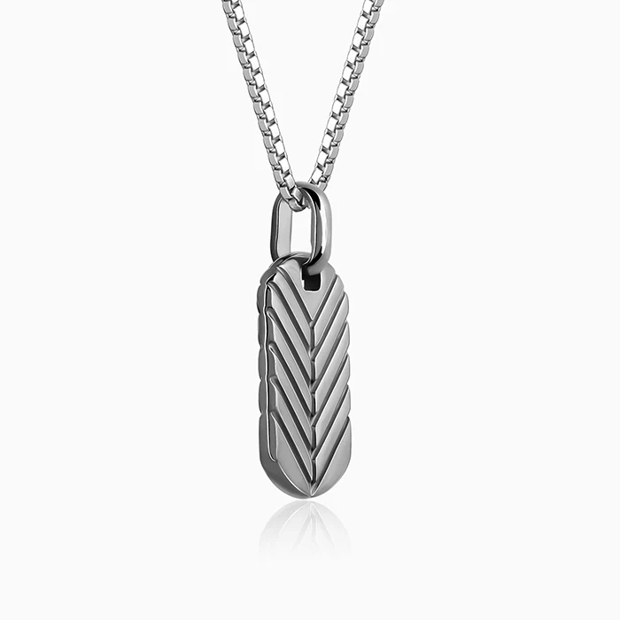 Black Rhodium Midnight Charmer Pendant With Box Chain For Him - Image 4