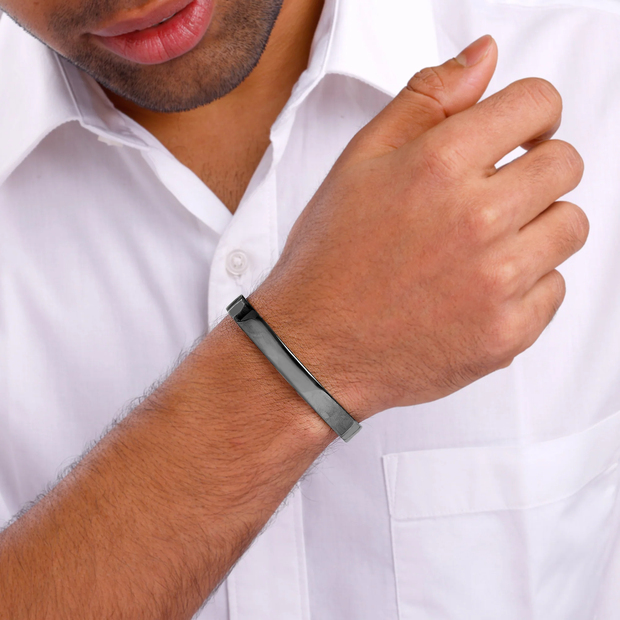 Black Rhodium Gladiator Half Kada For Him - Image 3
