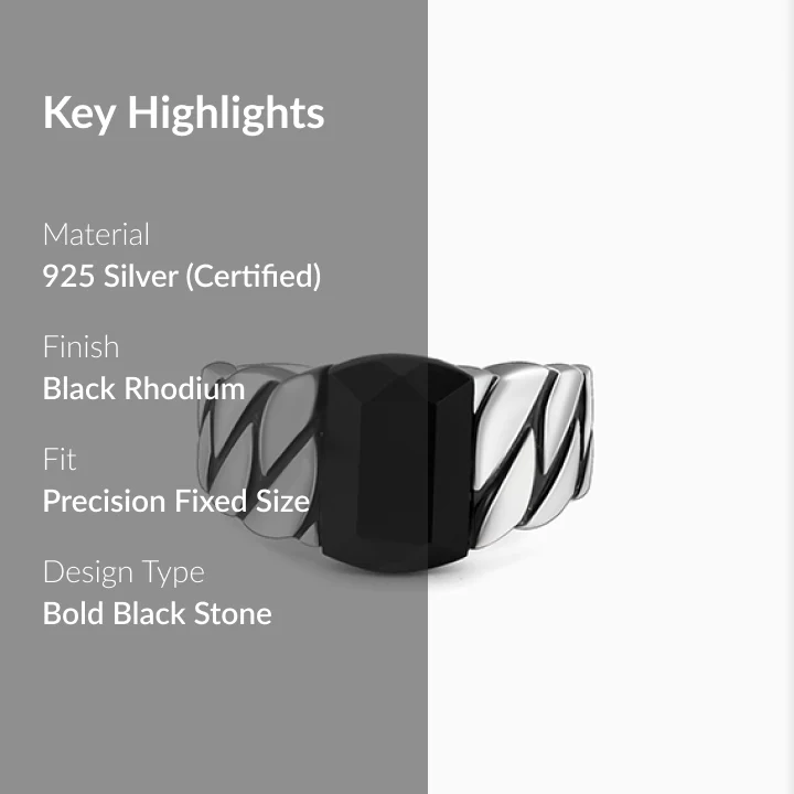 Black Rhodium Impeccable Ring For Him - Image 2