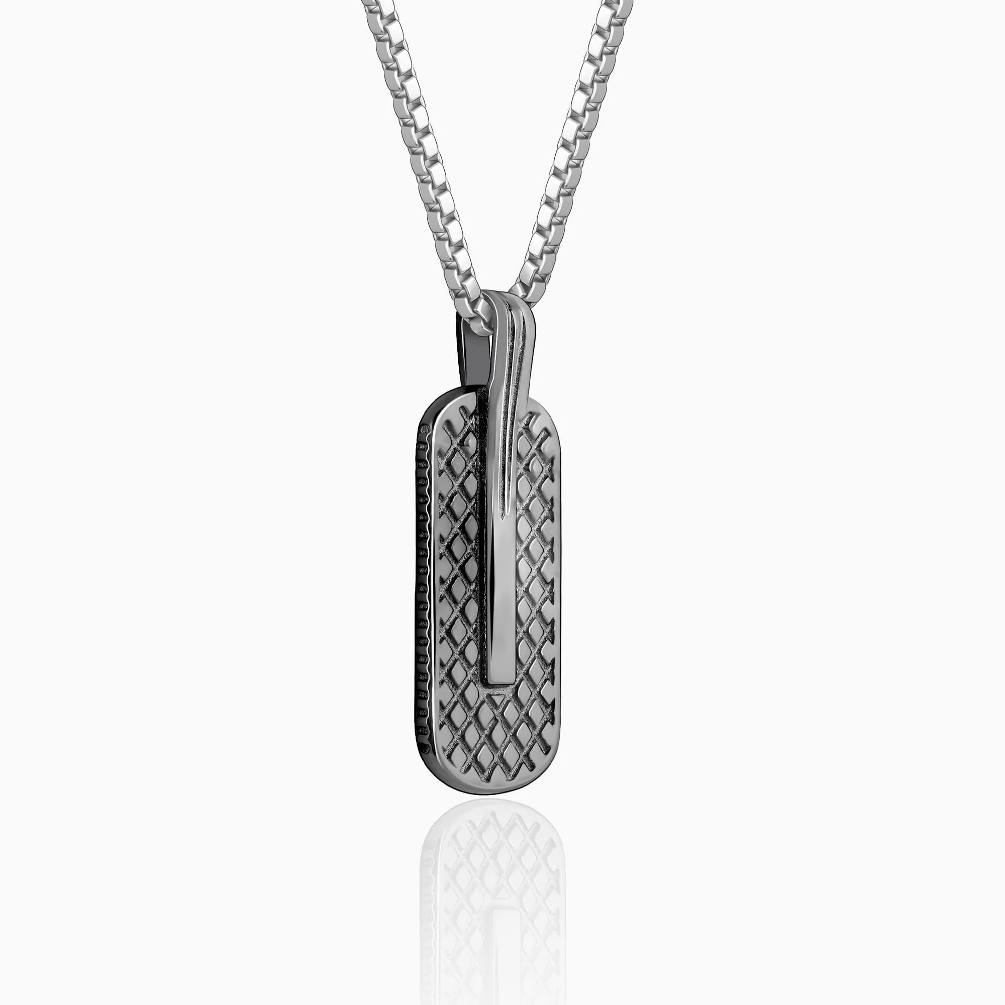 Black Rhodium Rodeo Pendant With Box Chain For Him - Image 4
