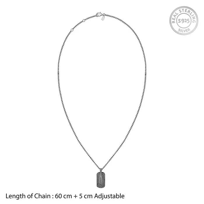 Black Rhodium Rodeo Pendant With Box Chain For Him - Image 6