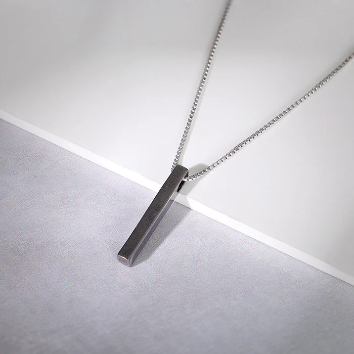 Black Rhodium Sympa Pendant With Box Chain For Him - Image 2