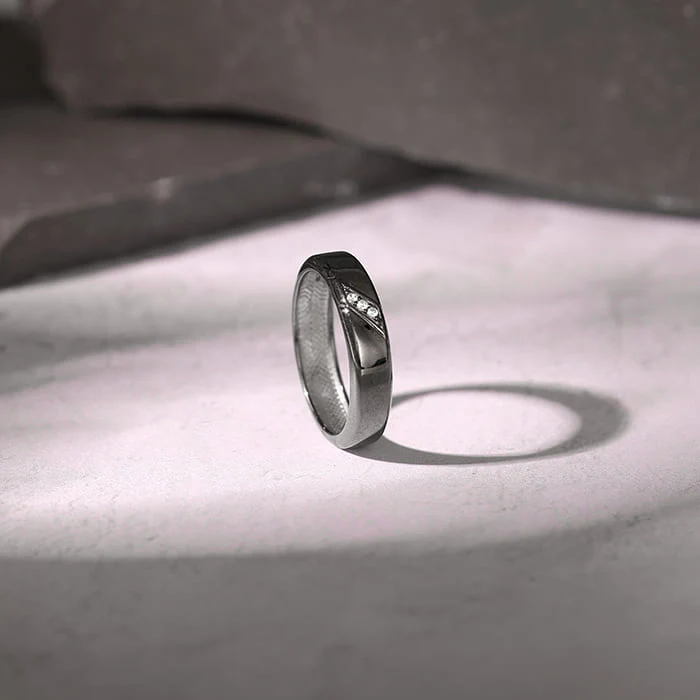 Black Rhodium Zirconia Band For Him - Image 2