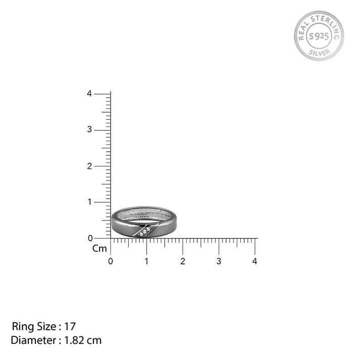Black Rhodium Zirconia Band For Him - Image 5