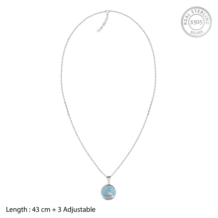 Silver Gleaming Blue Fish Tail Pendant with Link Chain - Image 5