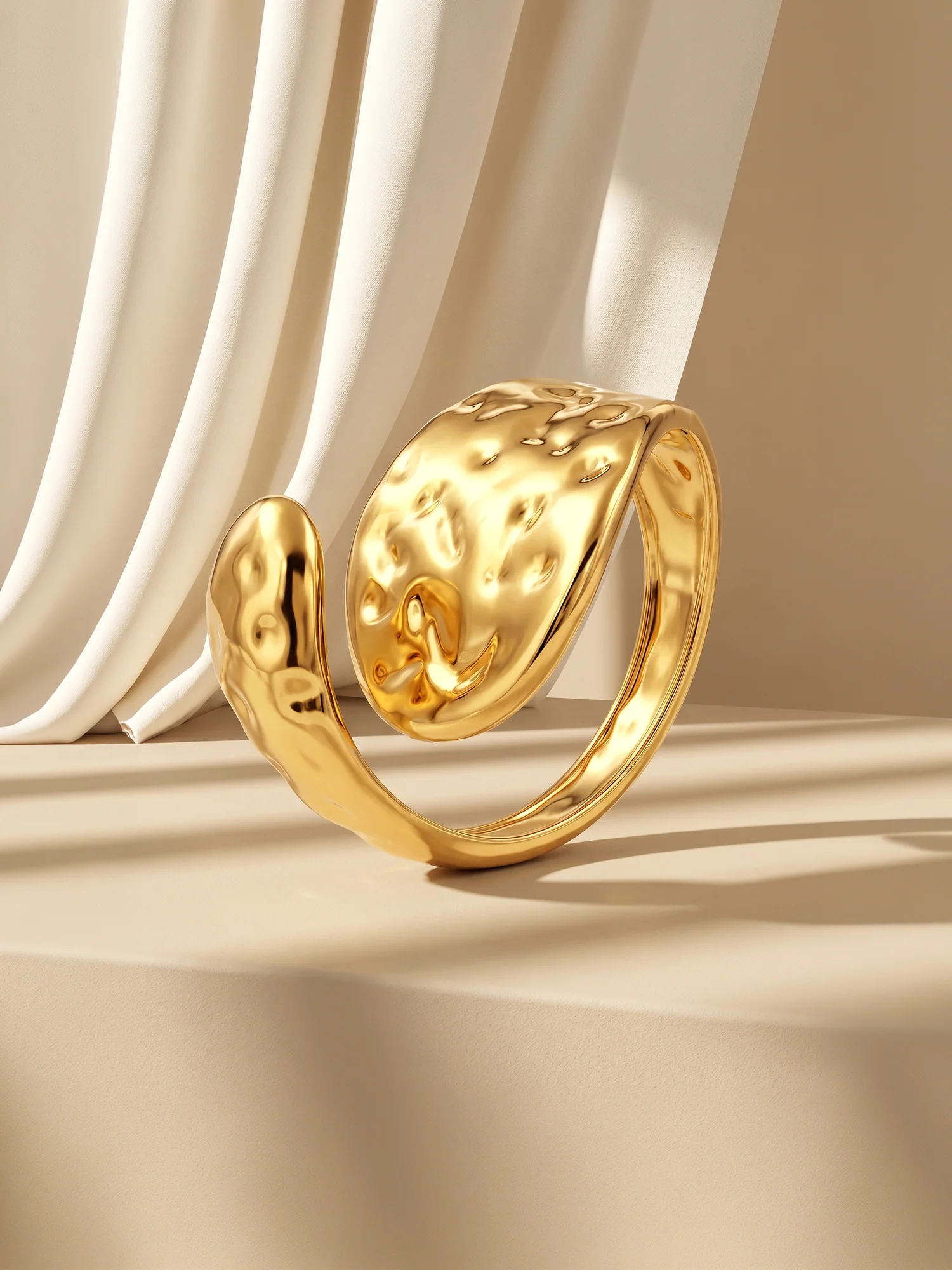 Bold Curve Energy Gold Plated Ring (Size 16) - Image 2