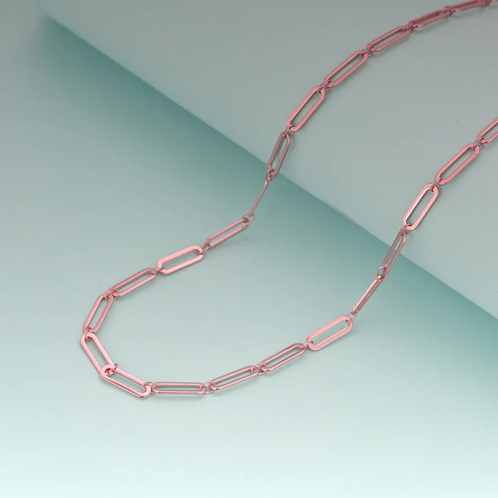 Rose Gold Elongated Link Chain Necklace - Image 2