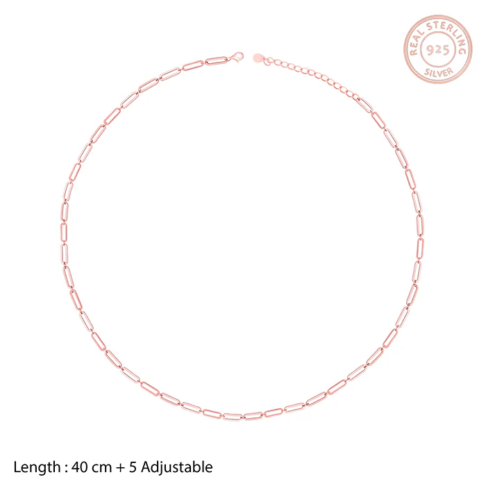 Rose Gold Elongated Link Chain Necklace - Image 4