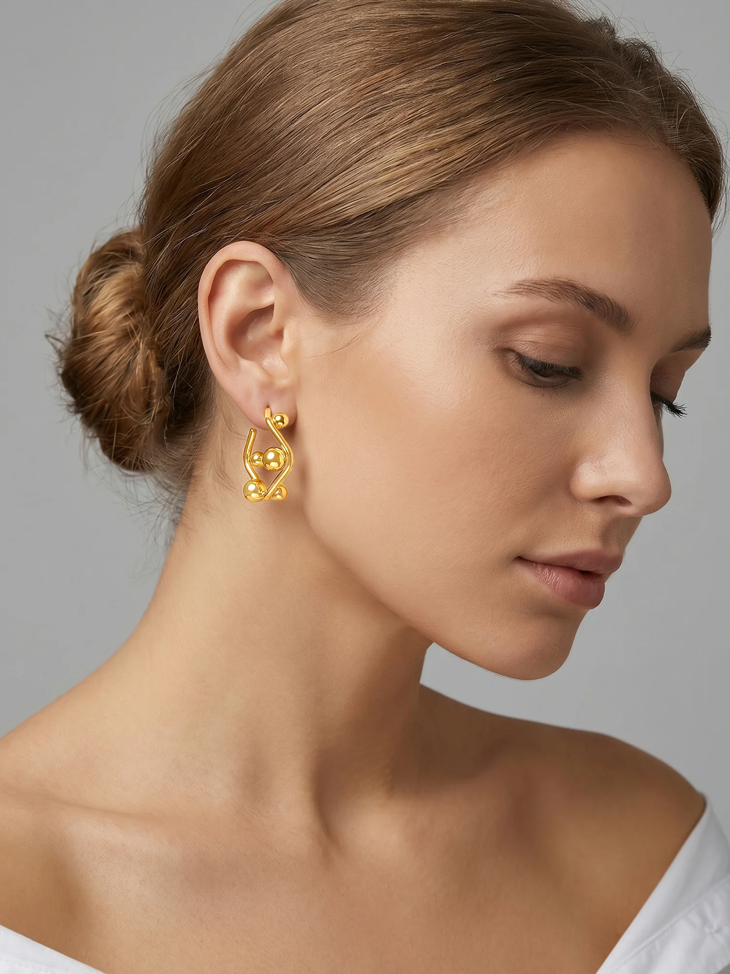 Bubble Loop Rise Gold Plated Earrings - Image 2