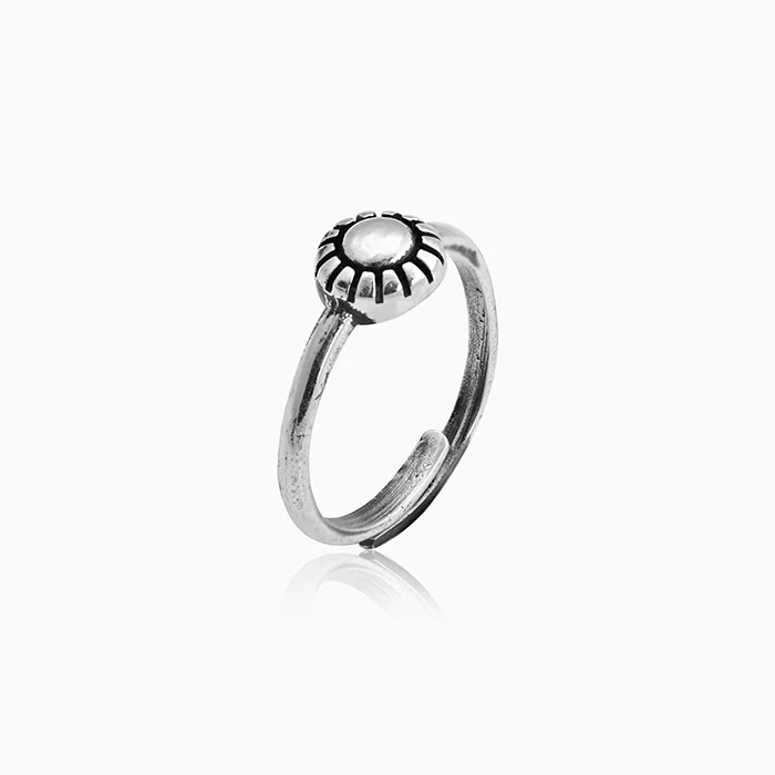 Oxidised Silver Pretty Floral Toe Rings - Image 4