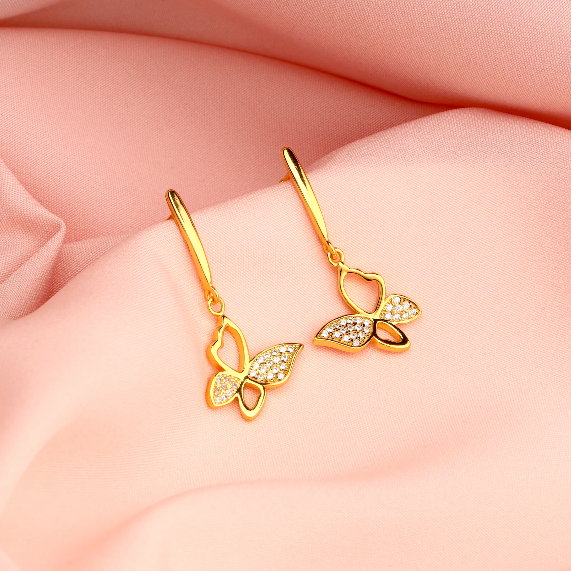 Golden Butterfly Bloom Earrings - Image 2