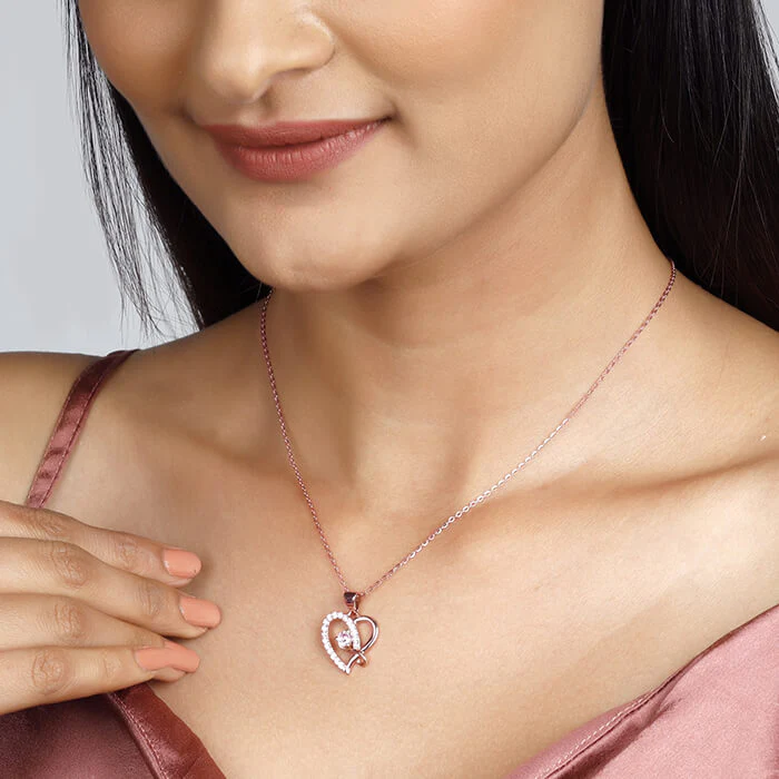 Rose Gold Music In My Heart Pendant with Link Chain - Image 2