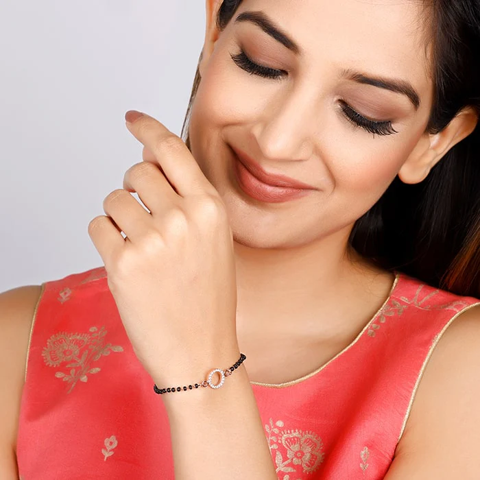 Rose Gold Circle of Life Mangalsutra Bracelet - Image 3