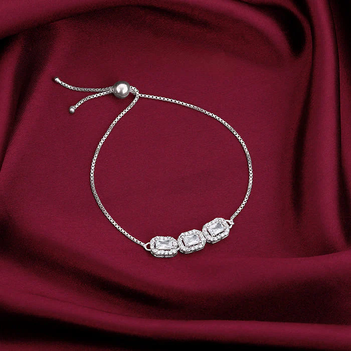 Silver Triple Zircon Bracelet - Image 2