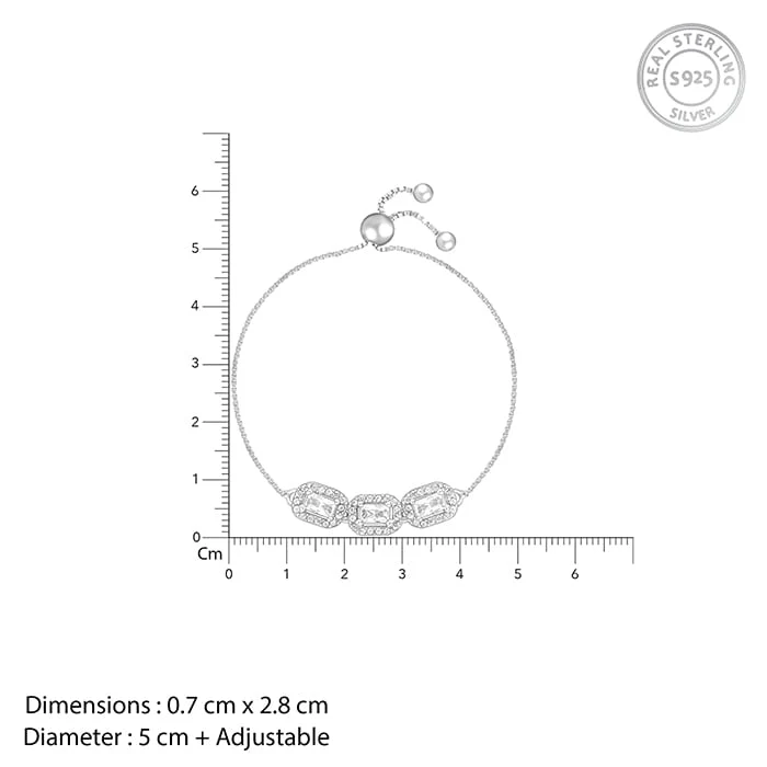 Silver Triple Zircon Bracelet - Image 4