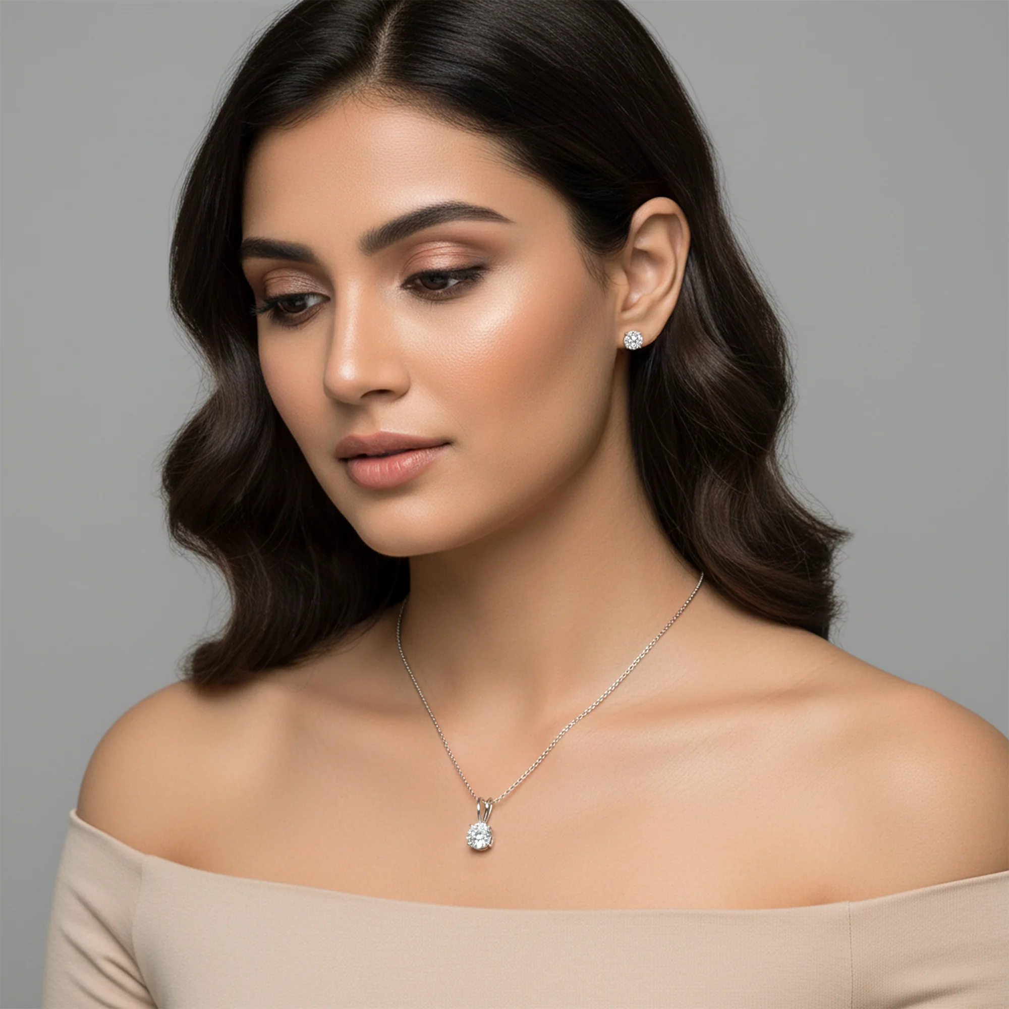 Anushka Sharma Classic Silver Zircon Set - Image 2